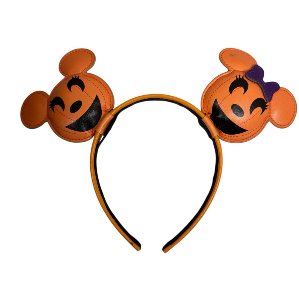 Pumpkin Halloween Mouse Ears Headband - Orange and Black